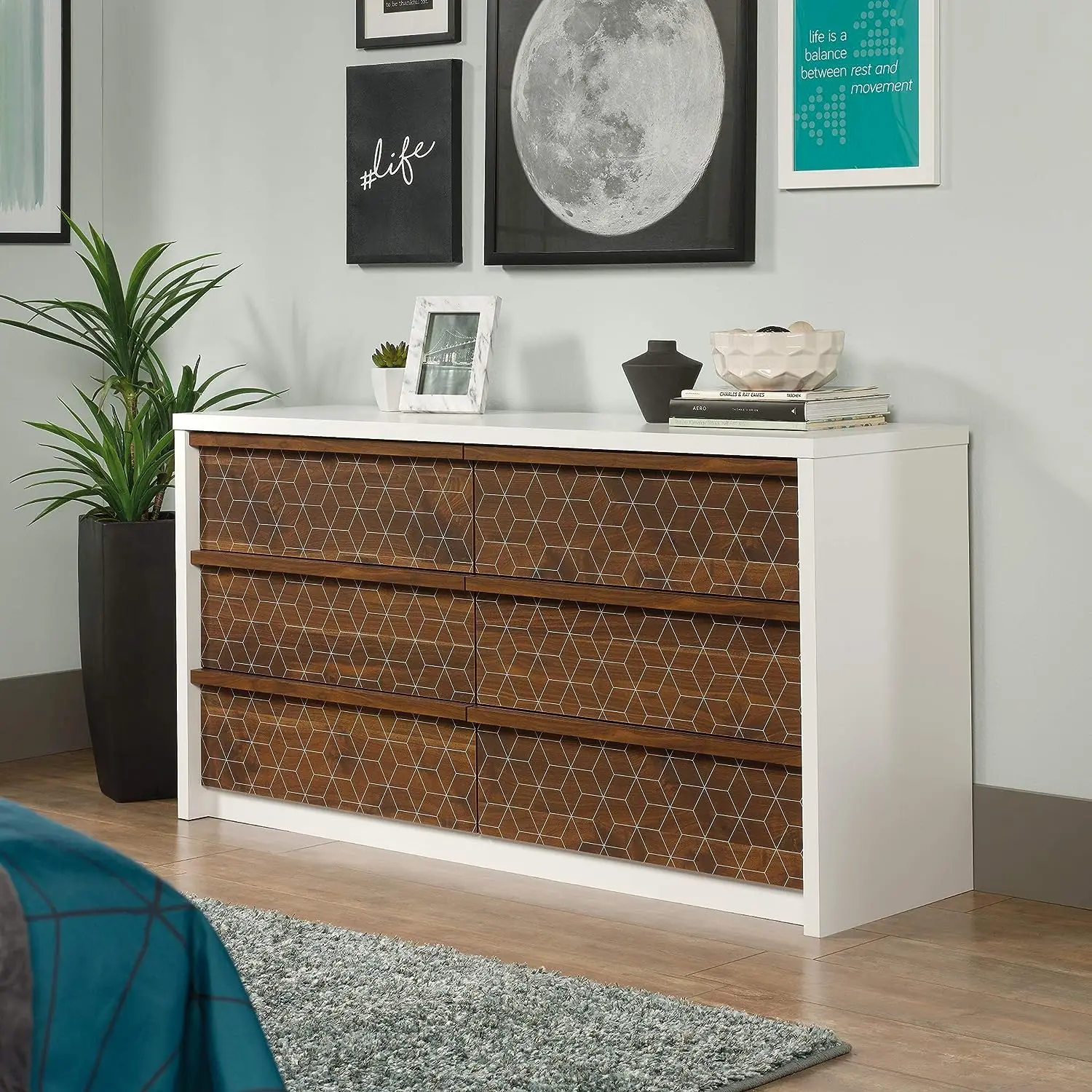 

Park Dresser, L 60.71" x W 17.48" x H 31.06", Soft White finish Wood dresser drawer dresser Dressers for bedroom drawer for