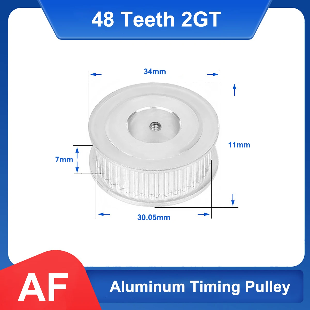 

48 Teeth 2GT Timing Pulley Bore 4/5/6/6.35/8/10/12 - 15mm Aluminum Synchronous Wheels 3D Printer Parts For Width 6mm Timing Belt