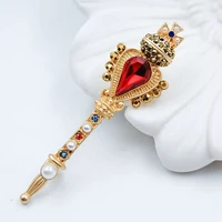 vintage baroque court magic scepter rhinestone imitation pearls accessories glaze brooch for women party gift