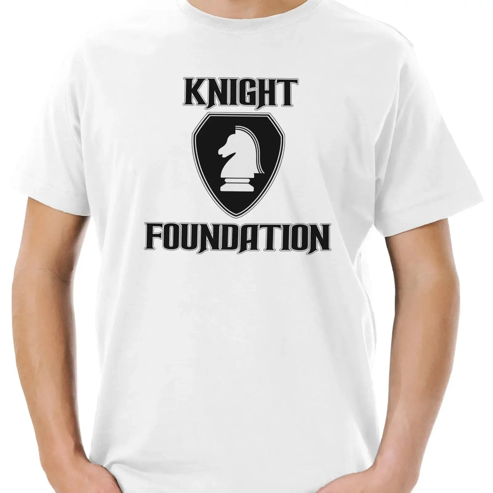 Фото Мужская футболка с логотипом White Knight Foundation, серия TV Rider, винтажная, в стиле Хасселхоффа, с эффектом потертости, удобная, дизайнерская одежда, мягкая, слегка утолщенная. №1