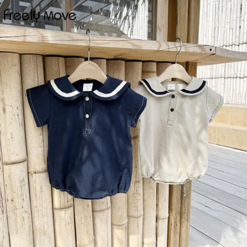 

Freely Move Toddler Kids Baby Girl Clothes Peter Pan Collar Jumpsuit Summer Sleeveless Bodysuit Sunsuit Outfits Korean Style