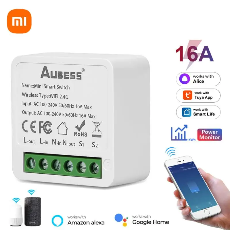 Умный Wi-Fi переключатель Xiaomi Tuya с таймером и монитором питания двухсторонний