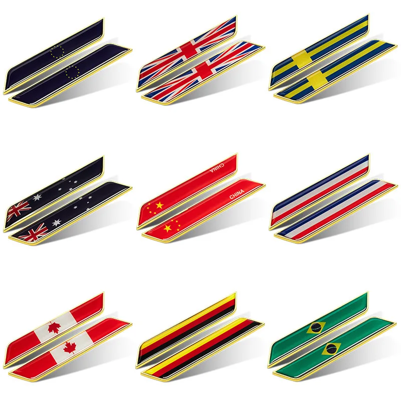 

1X 3D Aluminum Car Styling German United Kingdom Italy Flag Car Body Side Fender Rear Trunk Emblem Badge stickers
