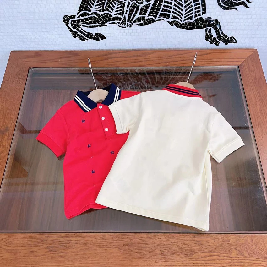 Summer 2023 New Fashion Tshirt Boys Clothes Kids Polo Shirt Cotton Short Sleeve Children's Clothing Baby Boy Red Tops