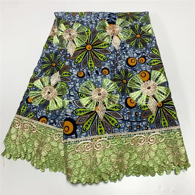 

2023 High quality african wax prints lace fabric cotton embroidery wax brode african lace brocade fabric for dress material 1982