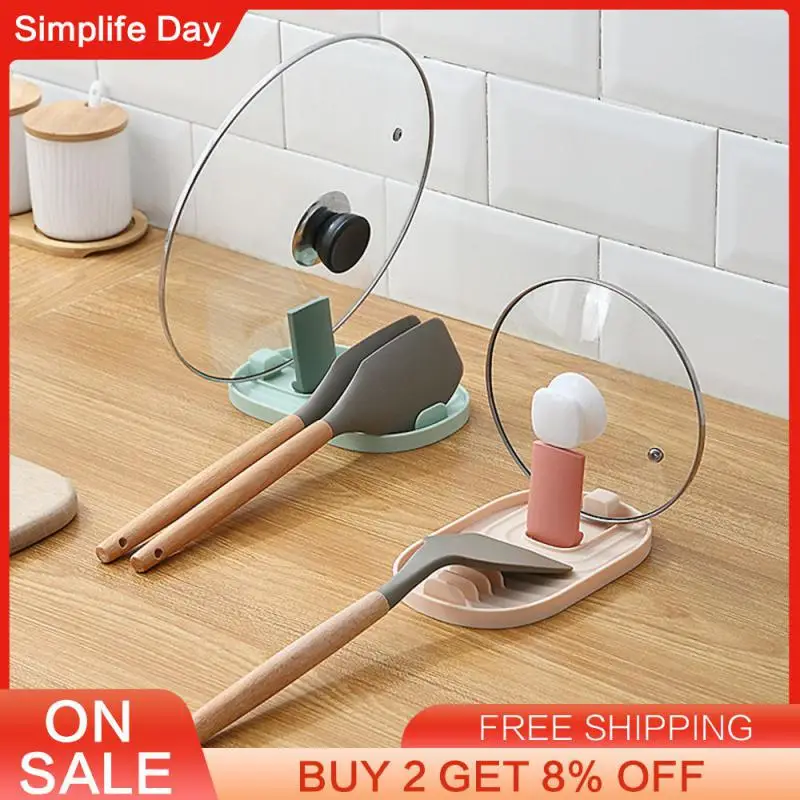 

Pot Cover Rack One-piece Molding Opp Pack Plastic Lid Kitchen Tools Spatula Rack Groove Water Storage 88g Spatula Pad Spoon Rack
