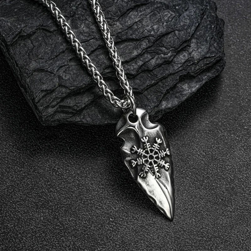 Фото Скандинавский Одина Викинг Vegvisir кулон ожерелье из нержавеющей стали для мужчин винтажный компас шлем пот ожерелье модный амулет ювелирные изделия №4