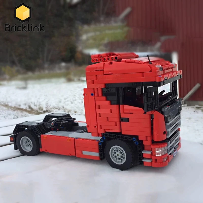 

Bricklink MOC Technical Car Motor NextGen SCANIAS Truck Head City Freight Vehicles Building Blocks Toys For Children Boys Gift