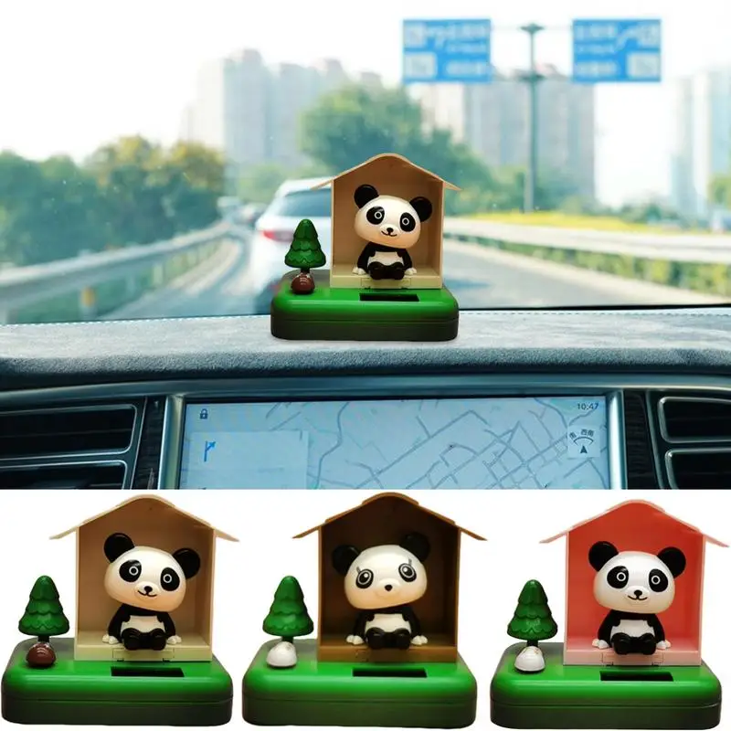 

Украшения для приборной панды автомобиля, многоразовые панды с вращающейся головкой, на солнечной батарее, настольная подставка для книжной полки