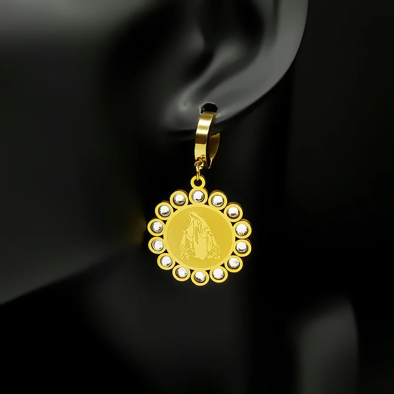 Женские серьги-кольца с молитвенным обручем из нержавеющей стали