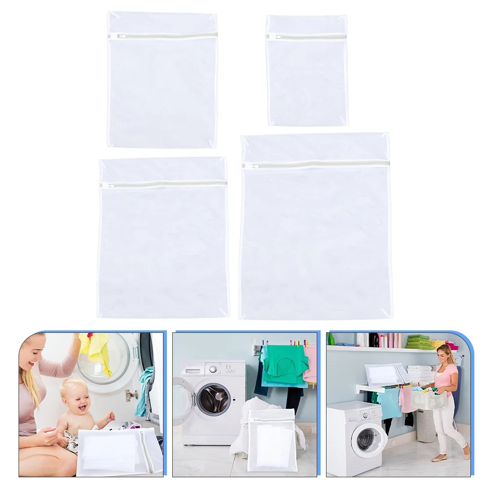 

4pcs Mesh Laundry Bags Zipper Clothing Washing Bags Washing Machine Laundry Bags