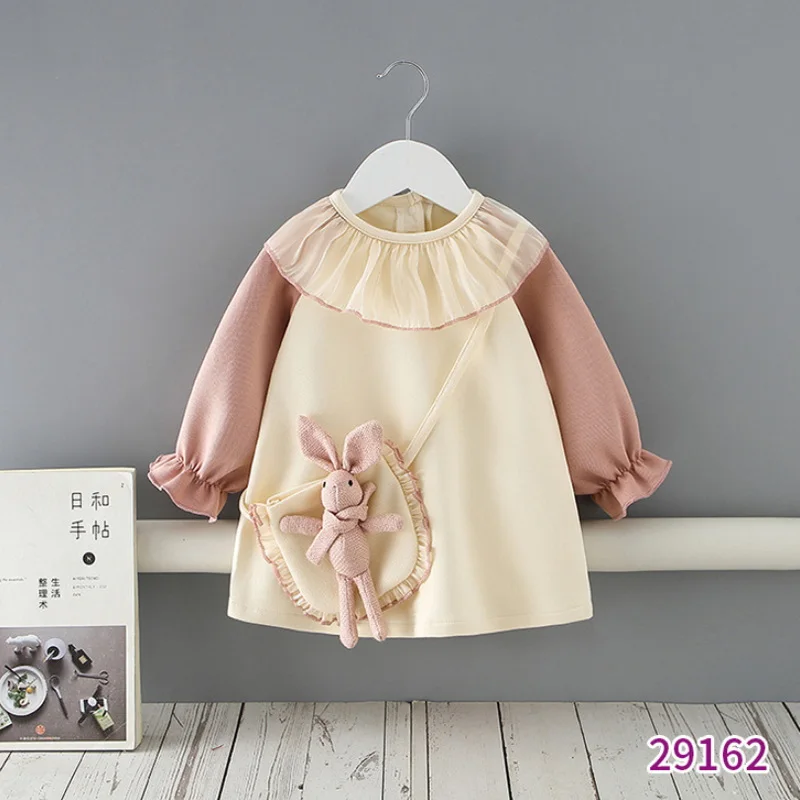 2022 Spring Family Matching Sister Clothes Long Sleeves Pink Rabbit Romper+Princess Baby Dress Twins Cute Clothes Outfits E9152 images - 6