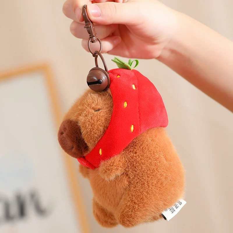 12 см Kawaii Plushies брелок мини милая плюшевая игрушка капибара клубника лягушка шляпа