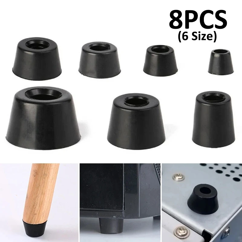 

8Pcs/bagFurniture Pads Anti-slip Black Rubber Cabinet Bottom Pads Bed Table Leg Cover Floor Protector Speaker Furniture Parts