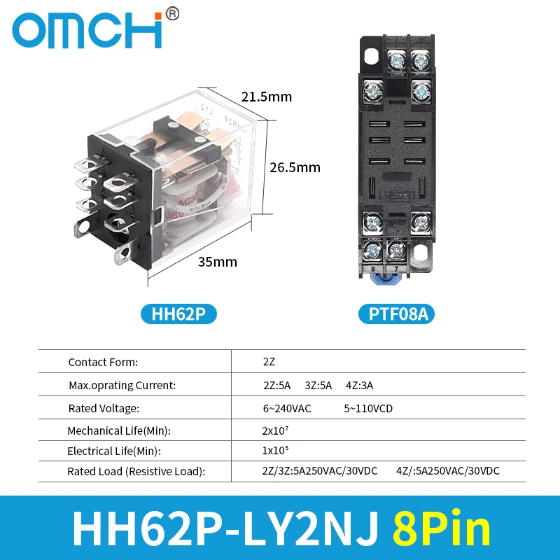

OMCH Электромагнитное реле HH62P/HH63P/HH64P 10A