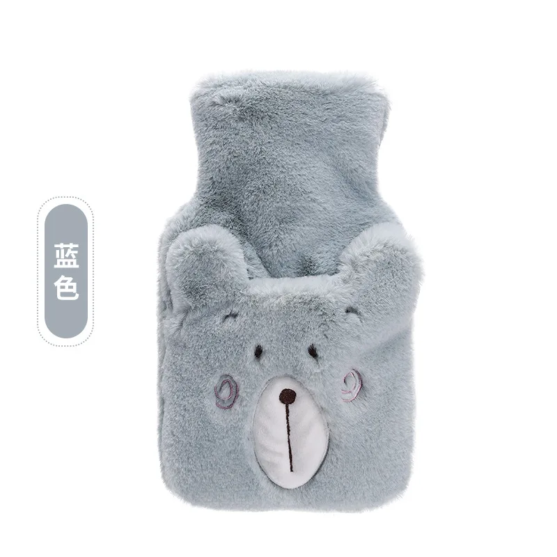 Winter Plush Water Bottle Bag Set Cute Cartoon Hot Water Injection Bags Small Portable Hand Clutch Warmer Storage Bag Rubber Bag