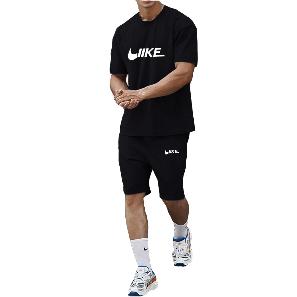 

Summer Popular Men's T-shirt+Shorts Suit Men's Sports Suit Brand Printing Casual Fashion Short-sleeved T-shirt Set Men Clothing