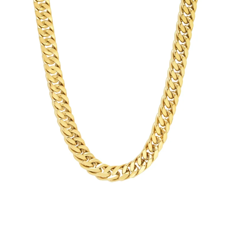 

Men’s Yellow IP Stainless Steel Thick 9mm Curb Chain Necklace – 24 Inches