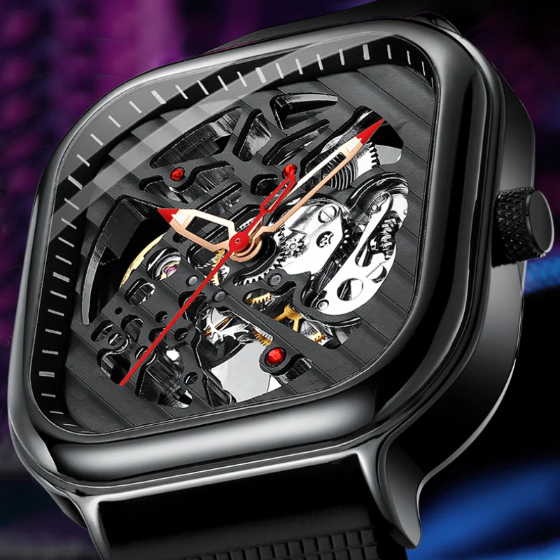 

2022 New AILANG Hollow Design Men's Watch Top Brand Luxury Watch Men's Mechanical Silicone Strap Waterproof Watches Men