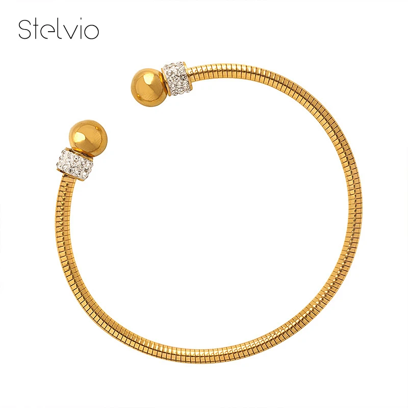 

2023 Cuff Bracelet Rhinestone 18K Gold Silver Plated Bangles Titanium Steel For Women Fine Jewelry Gift Accessories