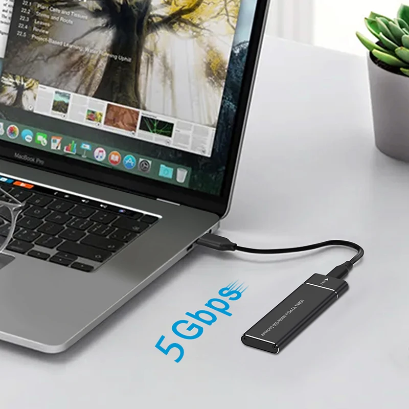 Внешний твердотельный накопитель черный корпус M.2 SATA SSD на USB C Поддержка ключей B +