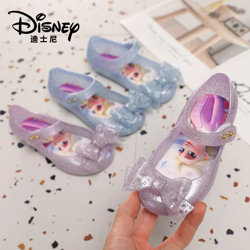 

Disney new elsa princess bow girls sandals jelly shoes waterproof non-slip cute children jelly shoes