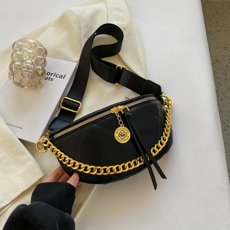 

Модные забавные поясные сумки для женщин с цепочкой и бриллиантами, элегантная поясная сумка, женская модная поясная сумка, нагрудная сумка через плечо с широким ремешком