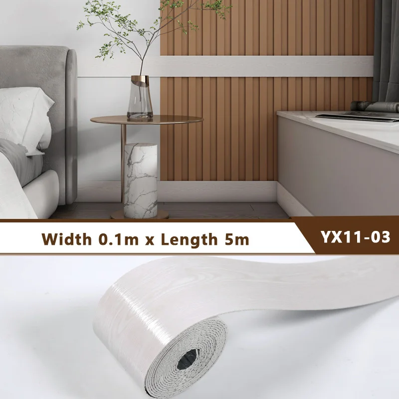 

10m Self-adhesive Wood Grain Skirting Line Waistline Waveguide Line Door Frame Edge Bonding Window Sill Waterproof Wall Sticker