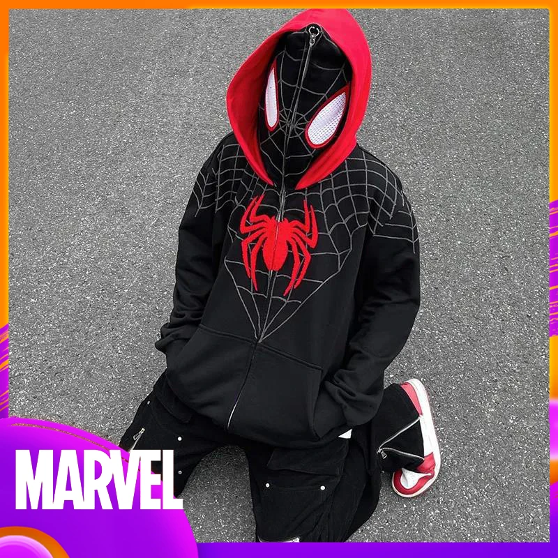

Marvel Spider Man Hoodies Street Hip-Hop Sweater Casual Fashion Outer Loose Comfortable Printing Clothing Tops Women Men Gifts
