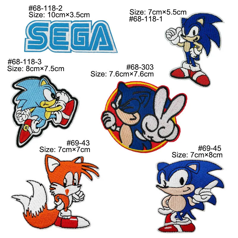 

Sonic Cloth Sticker Children's Hedgehog Sonic Down Jacket Denim Shirt Patch DIY Badge Cloth Sticker Cartoon Anime Game