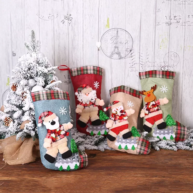 

2023New Year 2022 Gift Bag Christmas Stocking Noel Christmas Decorations for Home 2021 Navidad Sock Xmas Tree Decoration Natal D