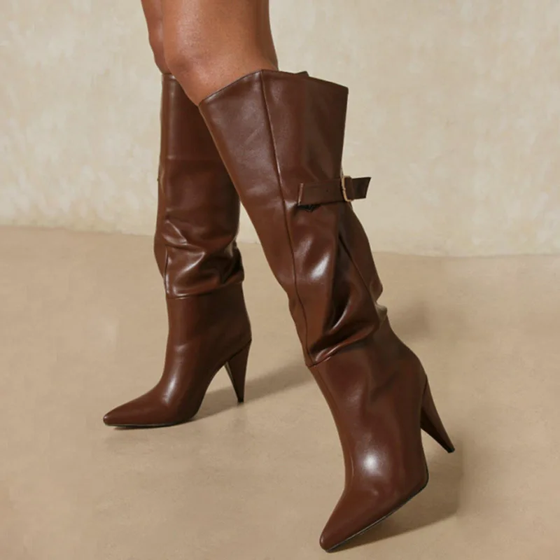 New Stiletto High Heels Tapered Heel Large Tube Boots Fashion Large Size Women's Boots