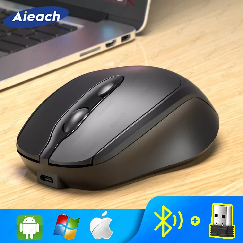 

Rechargeable Wireless Bluetooth Mouse Aieach Silent WIRELESS COMPUT MOUS USB Ergonomic Gamer Mouse For Computer Laptop Macbook