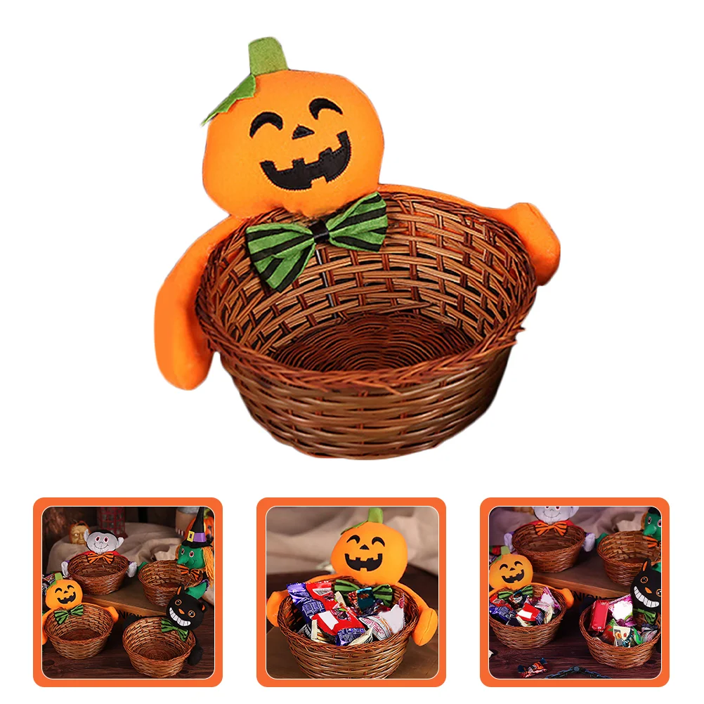 

Basketstorage Candy Woven Basketssmall Bowl Pumpkin Bucket Serving Treatdecorations Decor Fruit Wicker Bread Desktop Chocolate