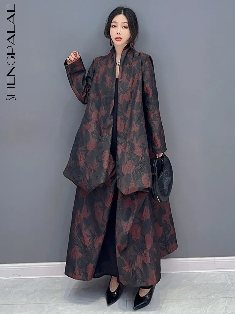 

SHENGPALAE, корейское модное пальто, элегантный шикарный плиссированный кардиган, повседневное Свободное длинное пальто для женщин, весна 2023, новая одежда 5R2237