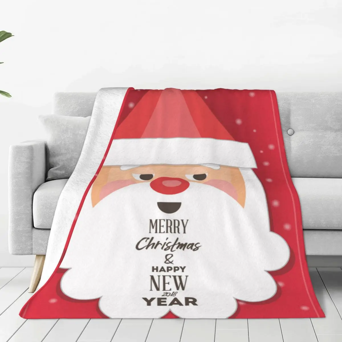

Merry Christmas Santa Soft Flannel Throw Blanket for Couch Bed Warm Blanket Lightweight Blankets for Sofa Travel Blanket