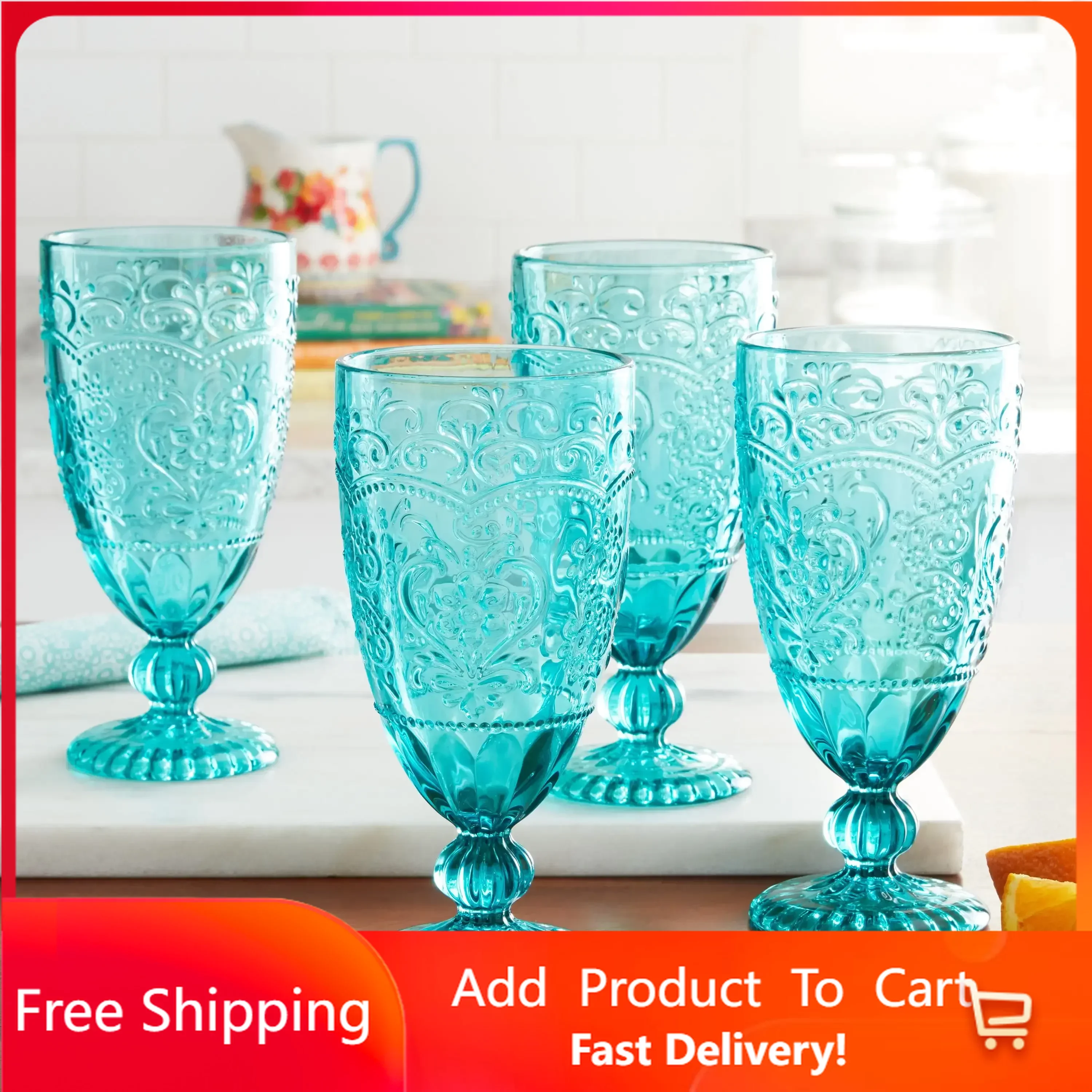 

Amelia 4-Piece 14.7-Ounce Goblet Set, Teal Rapid Transit