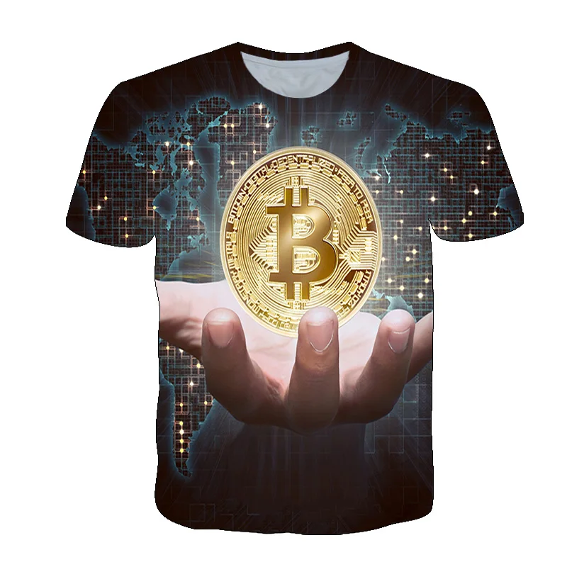 Купи Summer 3D Bitcoin Revolution Cryptocurrency Graphic T-shirt Selling Street Printed T-shirt Fashionable Handsome T-shirt Tops за 151 рублей в магазине AliExpress