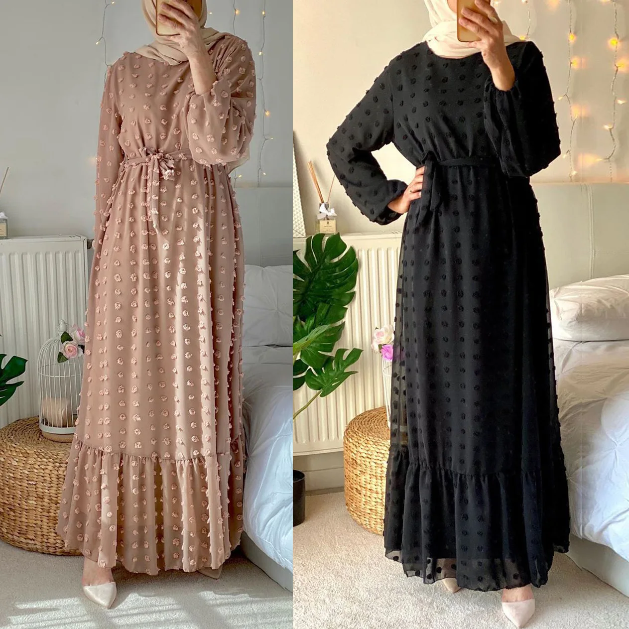 

Dresses Eid Women Dress Three Dimensional Jacquard Muslim Middle East Mopping Jalabiya Ramadan Abayas Caftan Kaftan Elegant