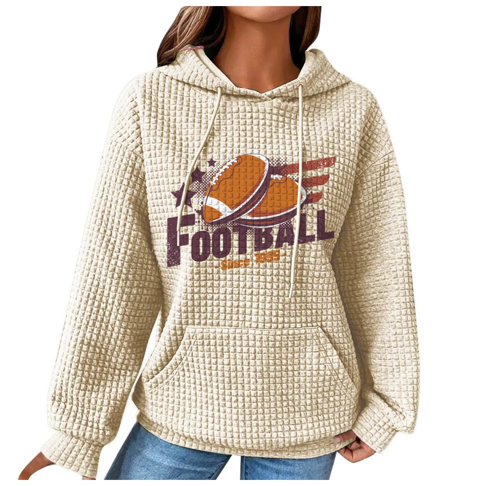 

Женская толстовка, модный Свободный облегающий пуловер с капюшоном и принтом регби, лоскутный клетчатый свитер с длинным рукавом, вязаный Топ