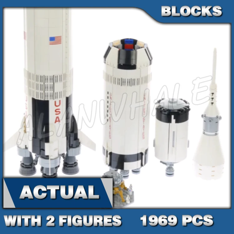 

1969 шт., набор строительных блоков Apollo Saturn V Rocket, трехступенчатый космический Пуск, посадка на луну, 37003