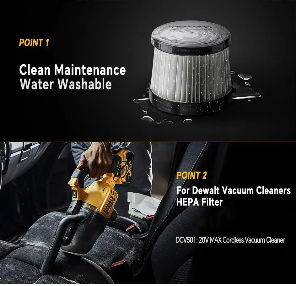 Фильтр НЕРА DEWALT DCV5011H 2 шт. подходит для ручных беспроводных пылесосов 20 в Бытовые