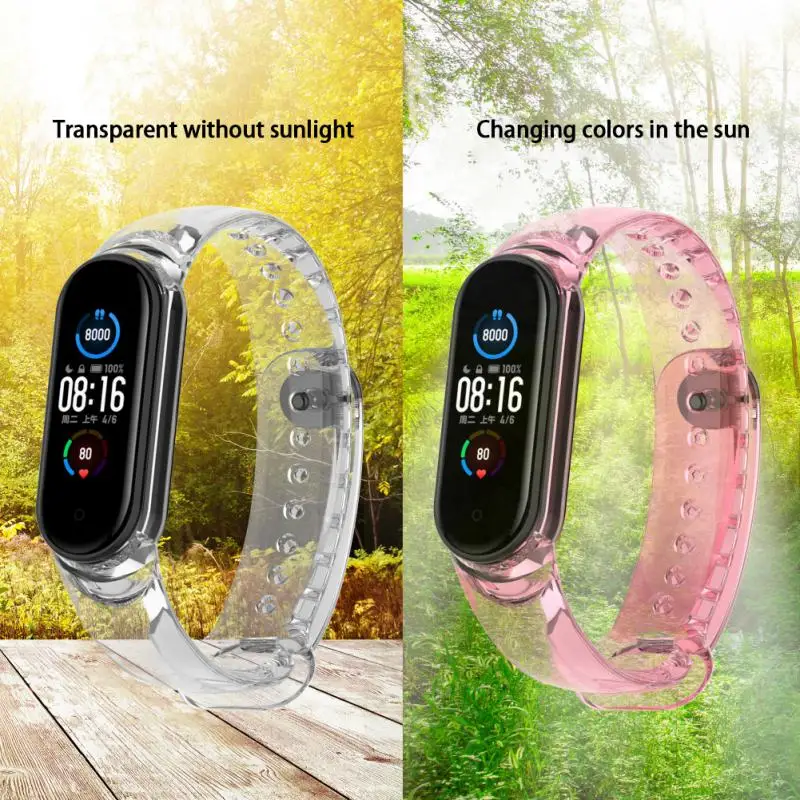 

Replacement Wristband Sweatproof Thickened Discolor Strap Waterproof Tpu Watchband For Xiaomi Bracelet 3/4 Transparent