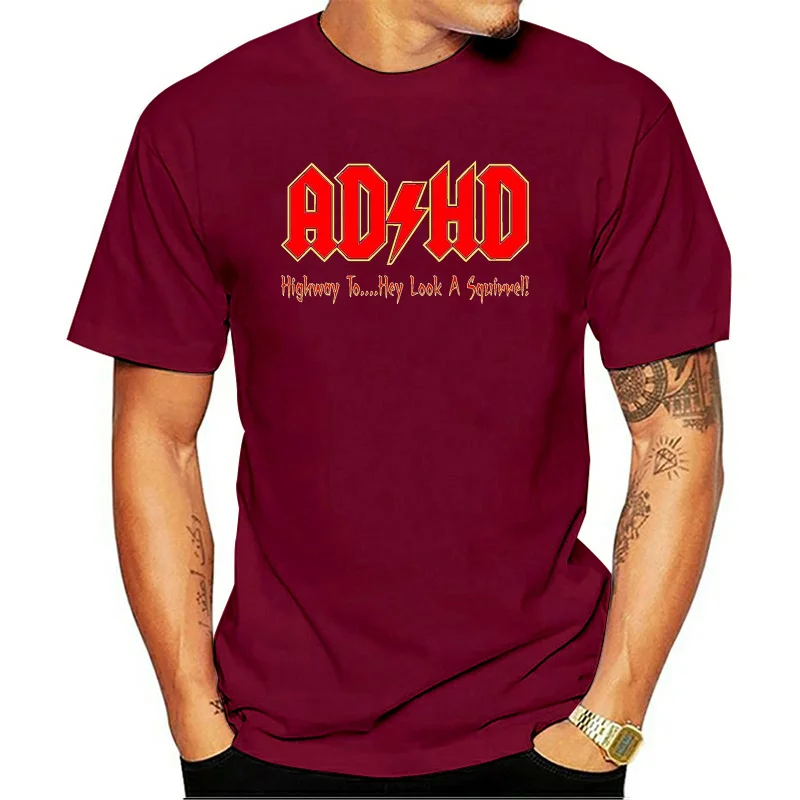 

Модная мужская футболка с надписью S ADHD Highway To Hey Look A Squirrel, забавная музыкальная футболка, необычная футболка, женская футболка с забавным при...