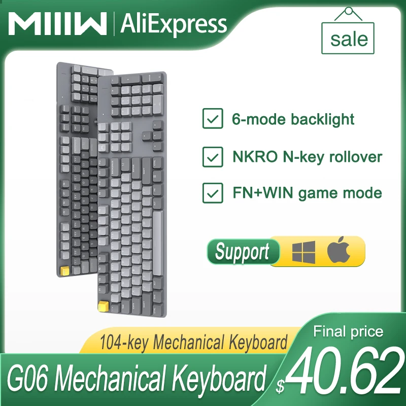 miiiw mechanical keyboard g06 104 key nkro n key rollover office and gaming keyboard accessories free global shipping