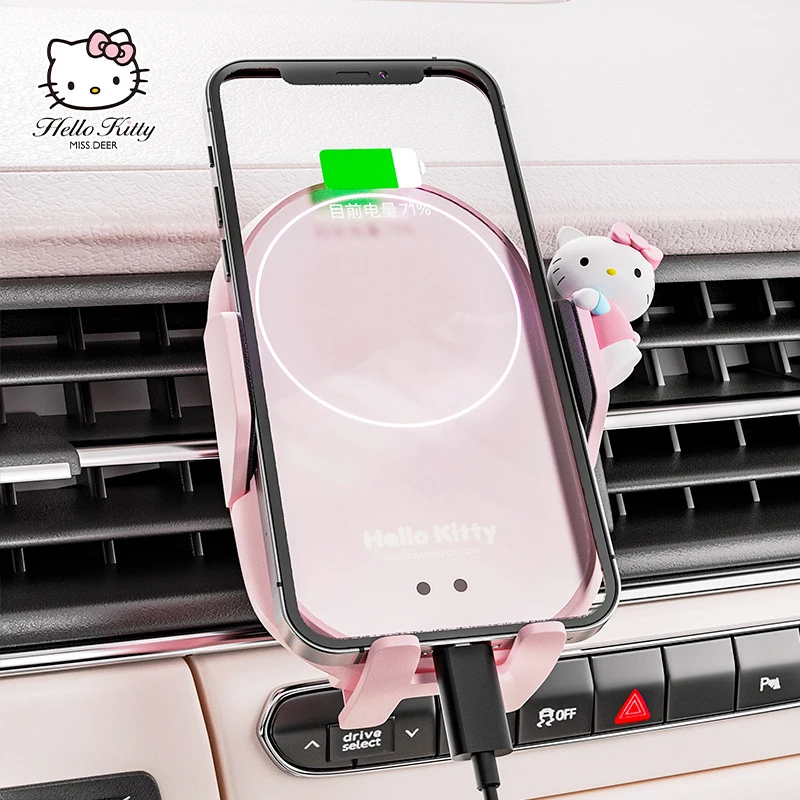 

Hello Kitty Wireless Charger Car Mount for Air Vent Mount Cute Intelligent Infrared Wireless Charging Charger for Iphone Samsung