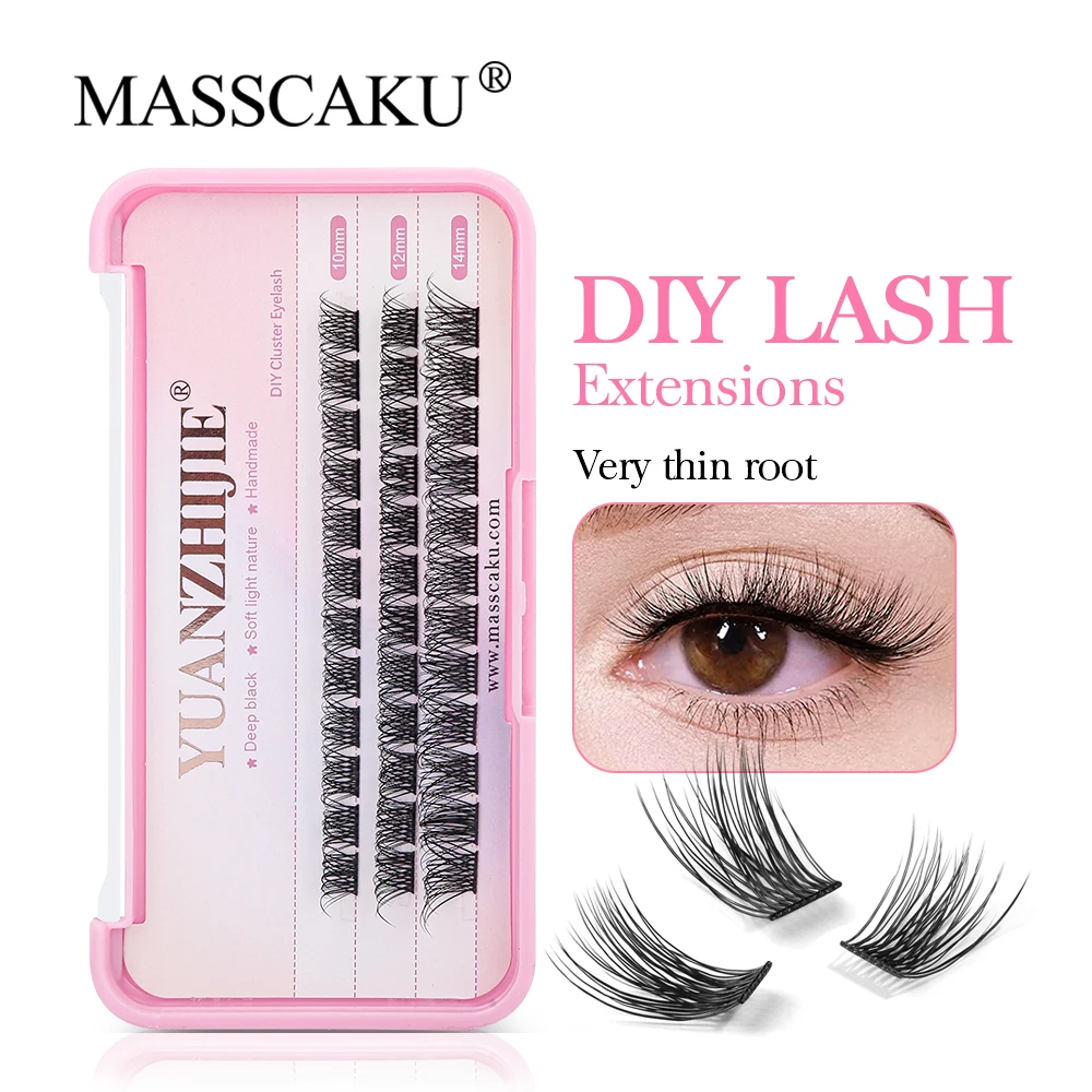 

YUANZHIJIE DIY Pre-cut Clusters Dramatic Individual Eyelashes Bundles Matte Black Long Lasting Faux Mink Eyelash for Extension