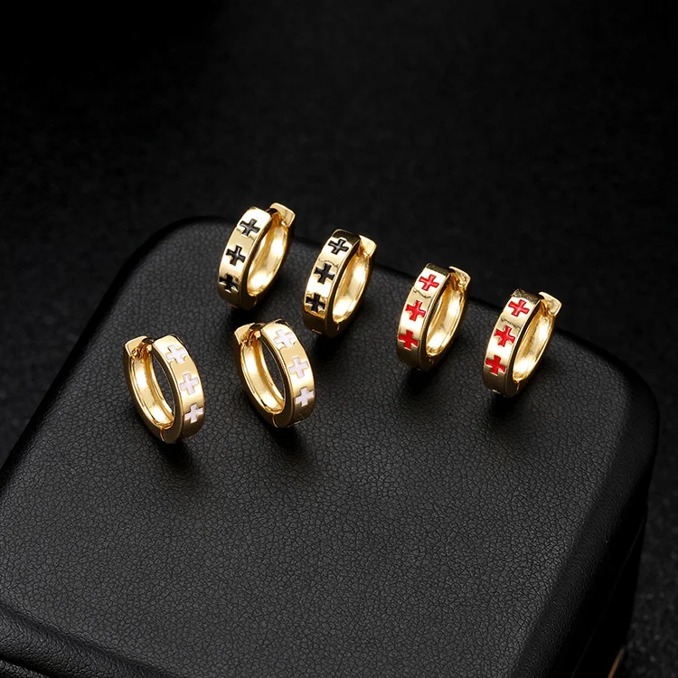

Wind 14K Gold Earrings Cross Earrings feminine Earrings 2021 trendy Earrings