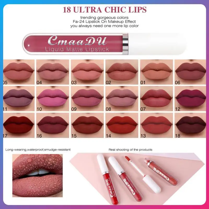 

CmaaDu Lip Gloss Set Matte Velvet Long Lasting Liquid Lipstick Waterproof Lip Tint Kits Makeup Cosmetics TSLM1