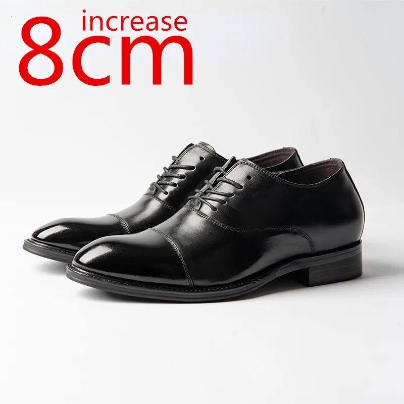 

Business Men Heightening Leather Shoes Wedding Elevator Hand-made Leather Shoes Invisible Increased 8cm Men Formal Leather Shoes